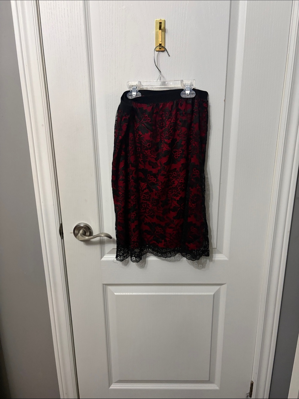 Jacob red and Black Lace Overlay Skirt - Women's